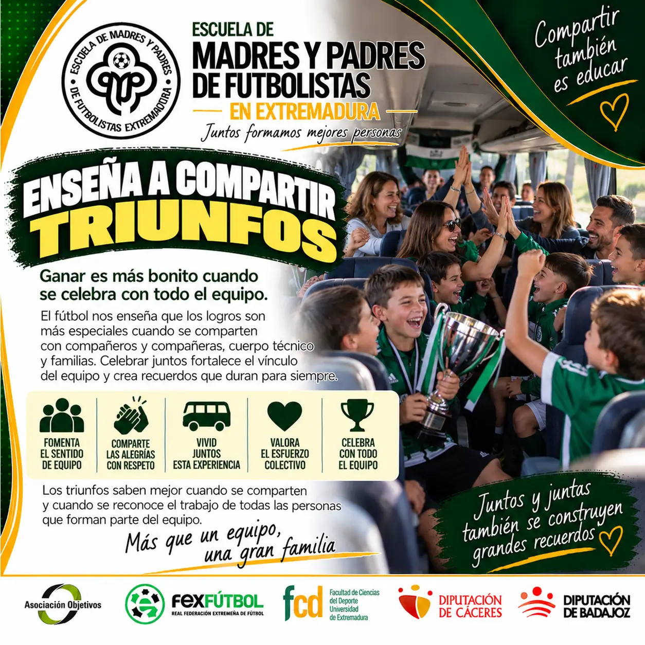 celebrar juntos, una gran familia futbolista