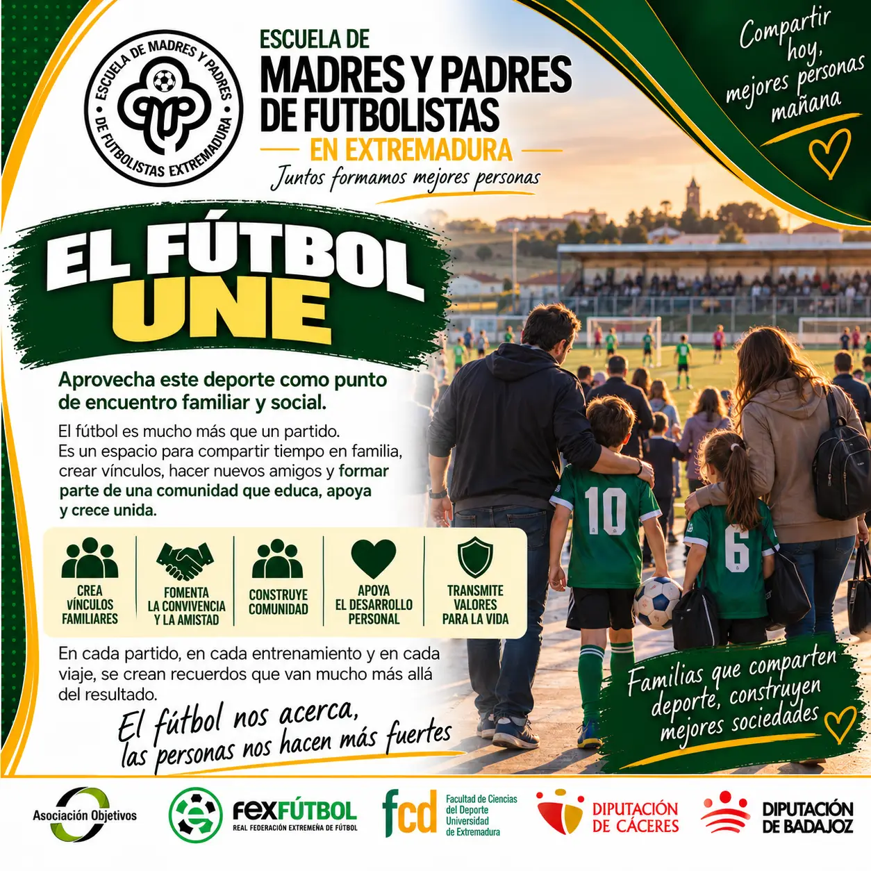 el fútbol une familias en extremadura